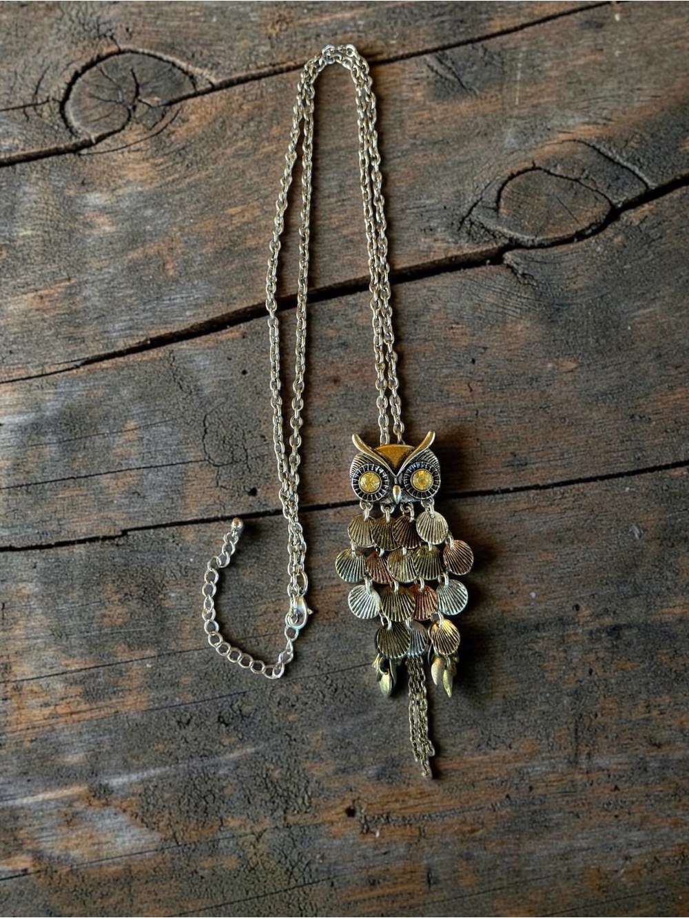 Vintage-Inspired Gold Owl Pendant Necklace